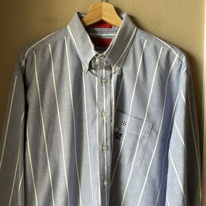 PEANUTS Blue Striped Long Sleeve Button Down Shirt